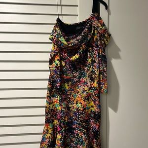 SALONI. Multicolor long sleeve silk dress. Size 2 NWT